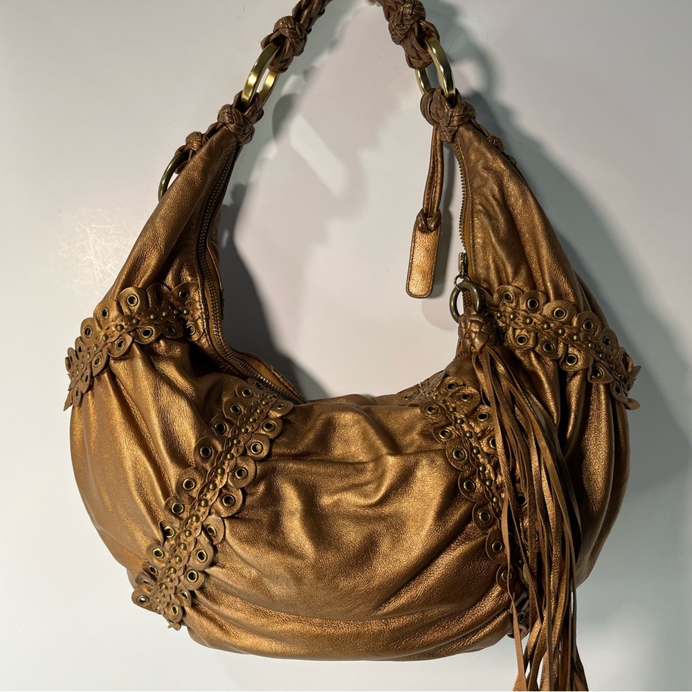 Vintage Isabella Fiore Genuine Soft Glove Leather Embellished Hand/Shoulder Bag - Picture 3 of 16